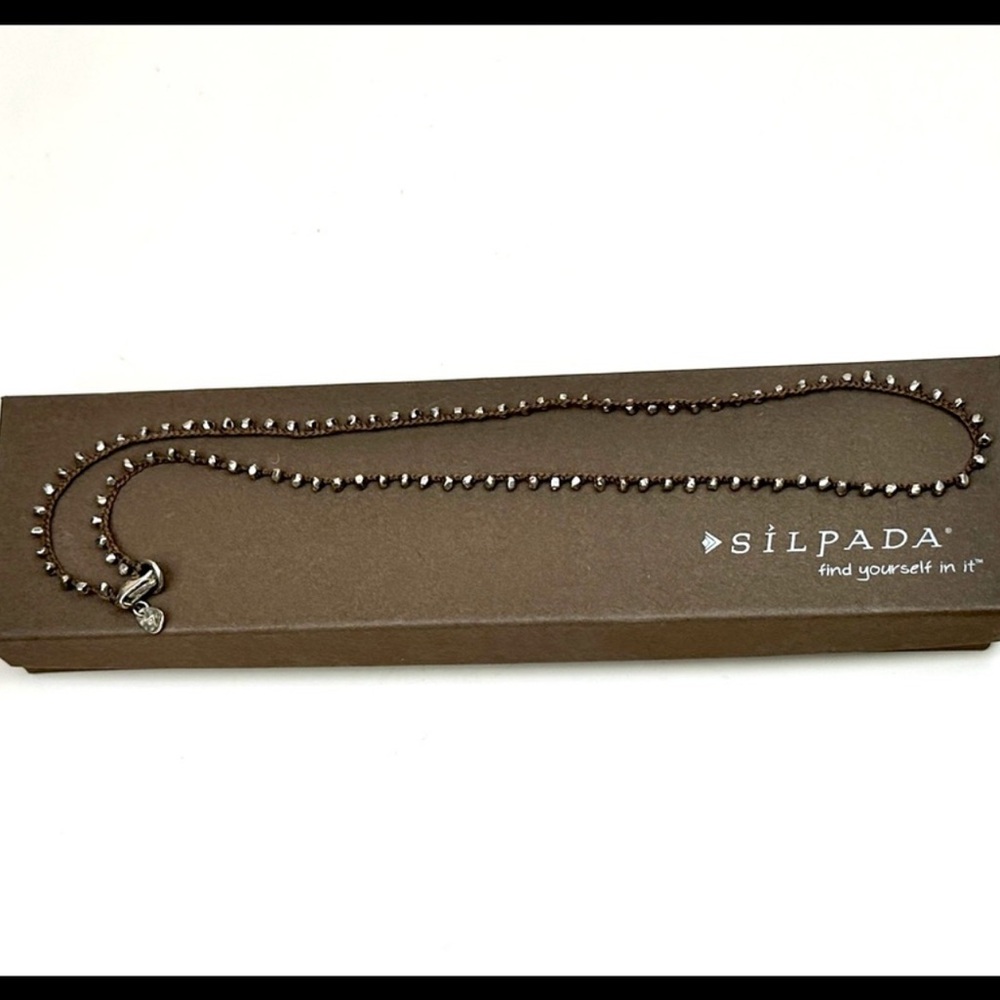 Silpada Silver Beaded Cord Necklace N2107 - Picture 8 of 10